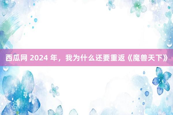 西瓜网 2024 年，我为什么还要重返《魔兽天下》