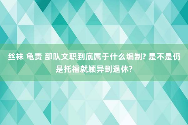 丝袜 龟责 部队文职到底属于什么编制? 是不是仍是托福就颖异到退休?