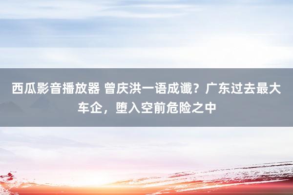 西瓜影音播放器 曾庆洪一语成谶？广东过去最大车企，堕入空前危险之中