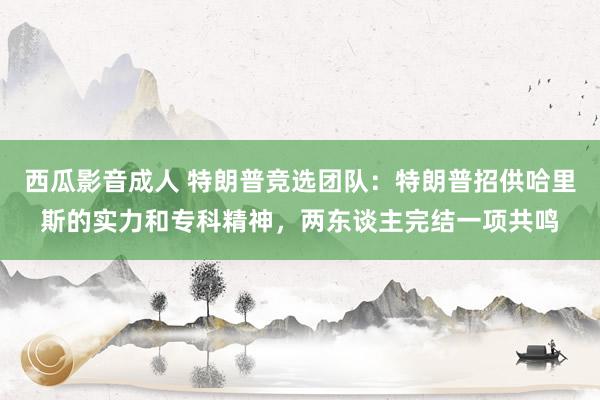 西瓜影音成人 特朗普竞选团队：特朗普招供哈里斯的实力和专科精神，两东谈主完结一项共鸣