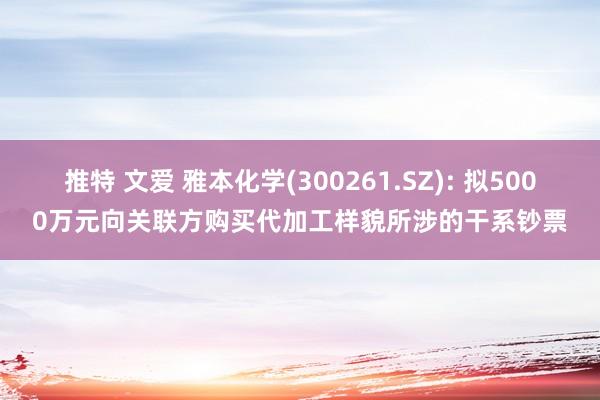 推特 文爱 雅本化学(300261.SZ): 拟5000万元向关联方购买代加工样貌所涉的干系钞票