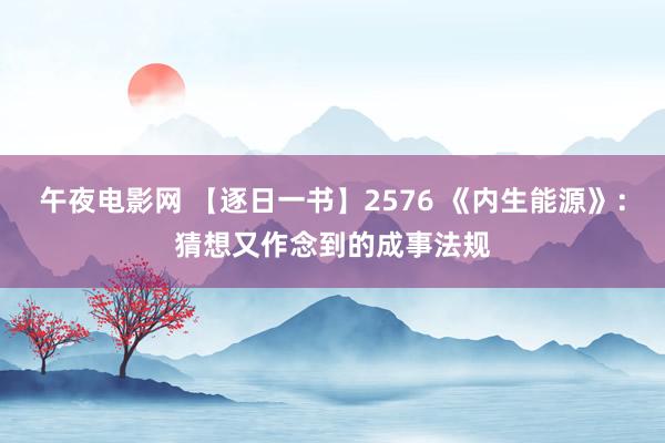 午夜电影网 【逐日一书】2576 《内生能源》：猜想又作念到的成事法规