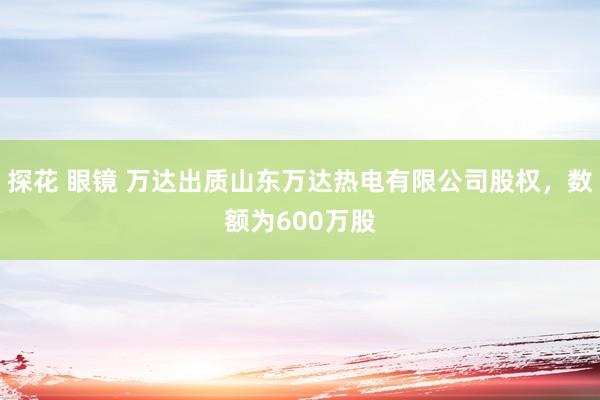 探花 眼镜 万达出质山东万达热电有限公司股权，数额为600万股