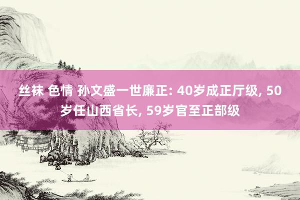 丝袜 色情 孙文盛一世廉正: 40岁成正厅级， 50岁任山西省长， 59岁官至正部级