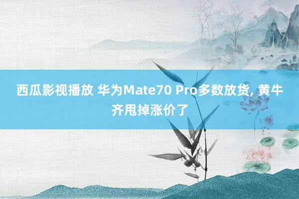 西瓜影视播放 华为Mate70 Pro多数放货， 黄牛齐甩掉涨价了