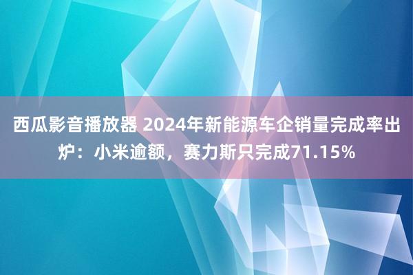 西瓜影音播放器 2024年新能源车企销量完成率出炉：小米逾额，赛力斯只完成71.15%