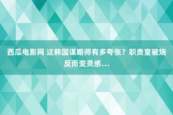 西瓜电影网 这韩国谋略师有多夸张？职责室被烧反而变灵感…