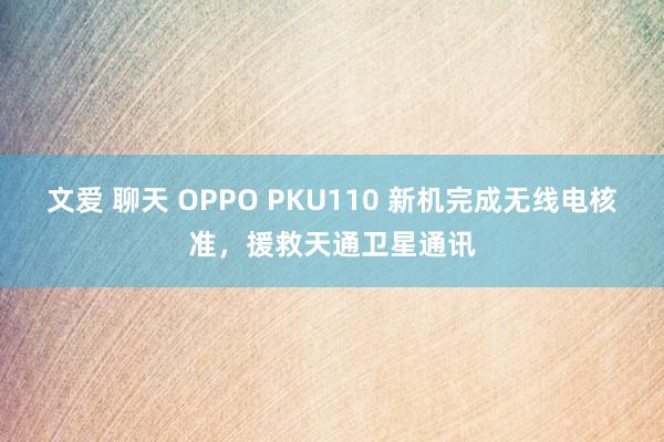 文爱 聊天 OPPO PKU110 新机完成无线电核准，援救天通卫星通讯